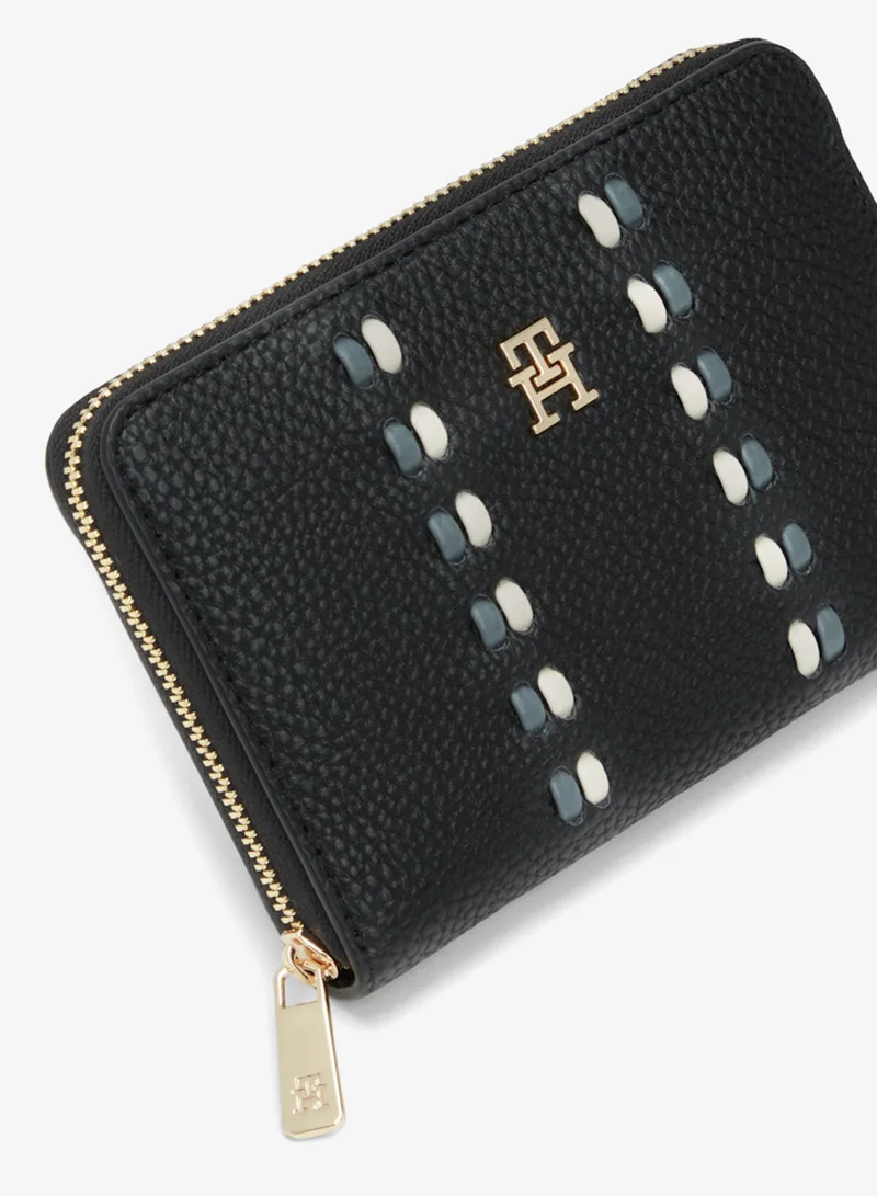 Tommy Hilfiger BLACK Hilfiger Icon TH Monogram Zip-Around Wallet for Women | Best Price UAE